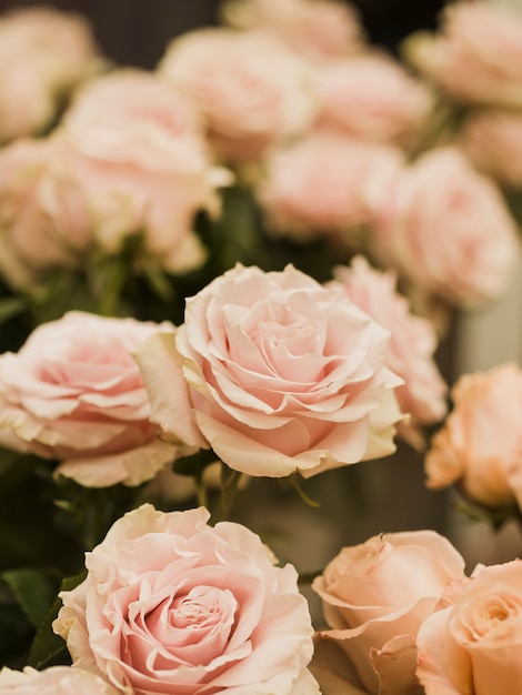 Cerca de hermosas flores de boda