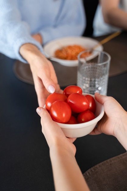 De cerca los ingredientes utilizados para cocinar