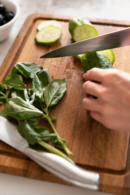 De cerca los ingredientes utilizados para cocinar