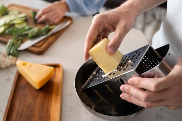 De cerca los ingredientes utilizados para cocinar