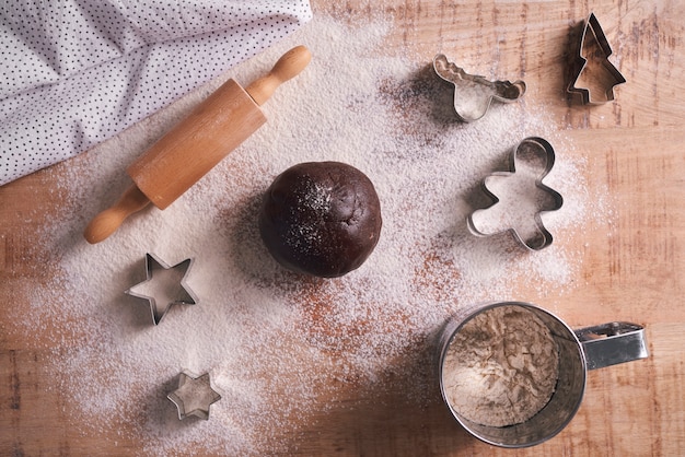 Cerca de masa para galletas de Navidad