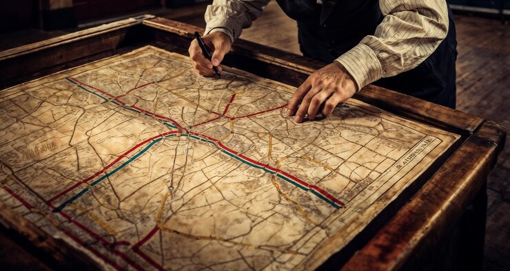 Foto gratuito cerca en el viejo mapa de papel