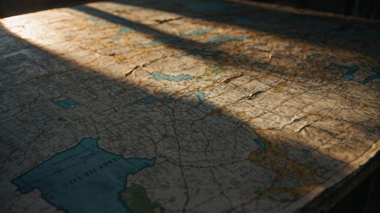 Foto gratuito cerca en el viejo mapa de papel