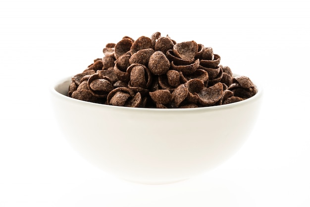 Cereales Chocolate En Tazón Blanco