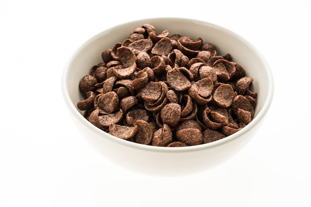 Foto gratuita cereales chocolate en tazón blanco