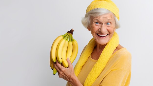 Foto gratuita cerrado en la abuela con plátanos