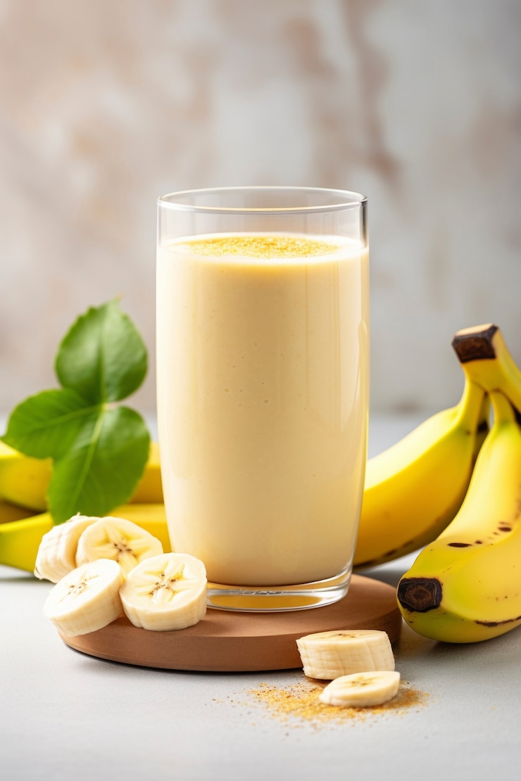 Foto gratuito cerrado en el batido de plátano