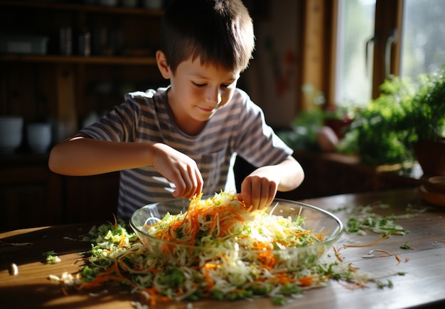 Foto gratuita cerrado en la cocina de los niños