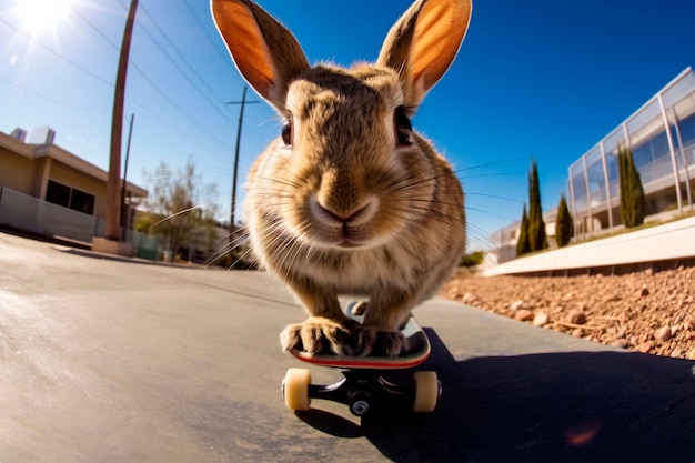 Foto gratuita cerrado en el conejo de patinaje