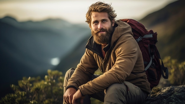 Foto gratuita cerrar al hombre sonriendo en la naturaleza