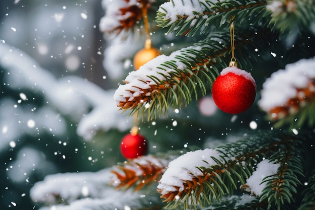 Foto gratuita cerrar el árbol de navidad bellamente decorado