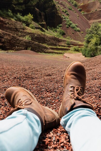 Cerrar en botas de montaña