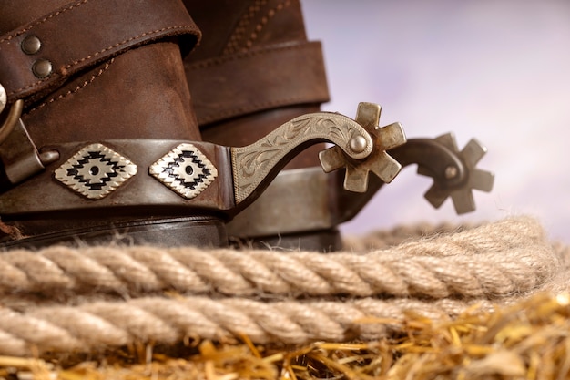 Cerrar botas de vaquero al aire libre