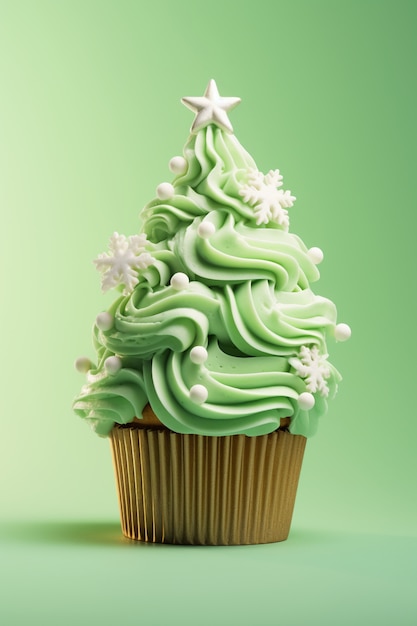 Foto gratuita cerrar el cupcake del árbol de navidad