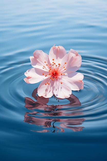 Foto gratuita cerrar la flor de cerezo en el agua