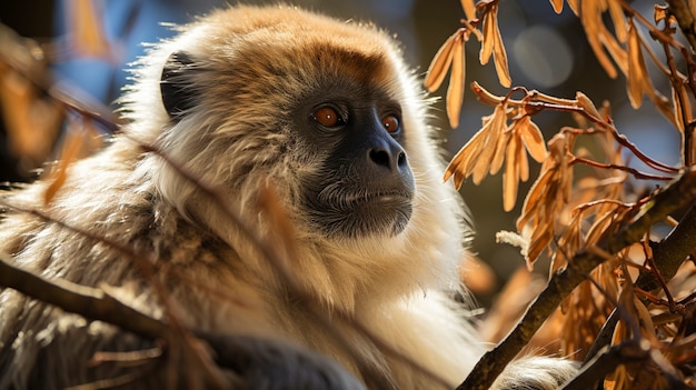 Foto gratuita cerrar el gibón en la naturaleza