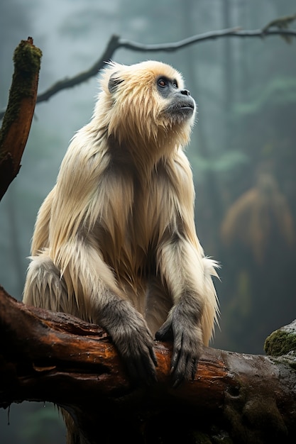 Foto gratuita cerrar el gibón en la naturaleza