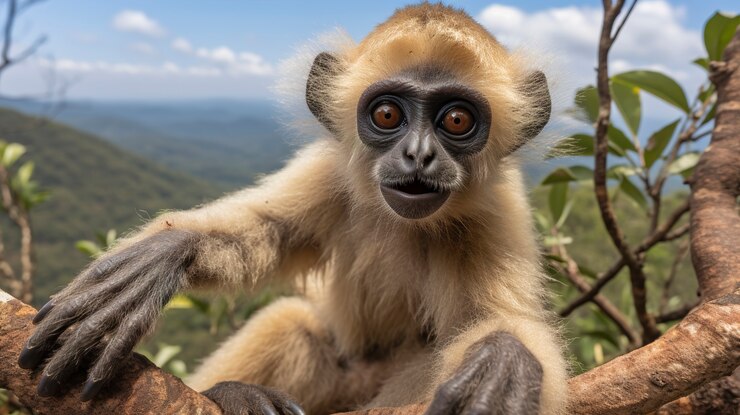 Foto gratuito cerrar el gibón en la naturaleza