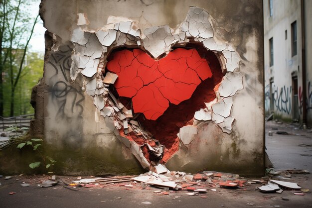 Cerrar el graffiti de corazón roto
