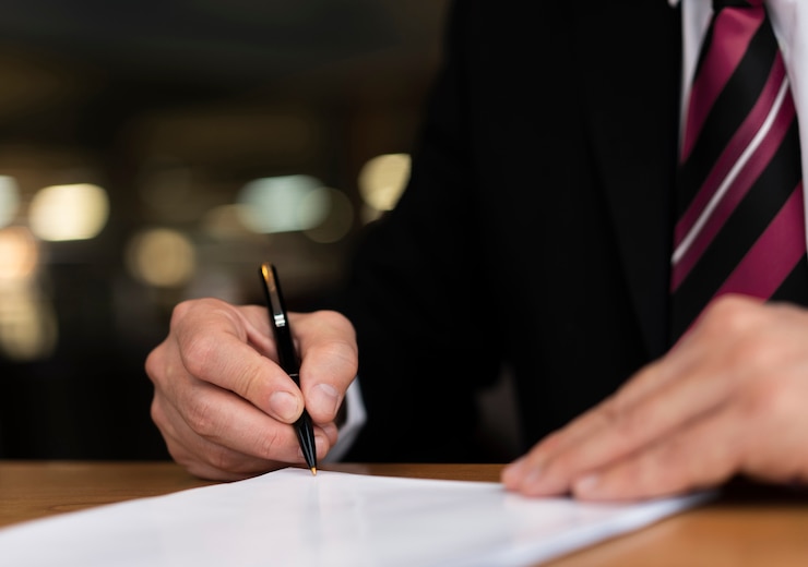Foto gratuito cerrar hombre corporativo escribiendo