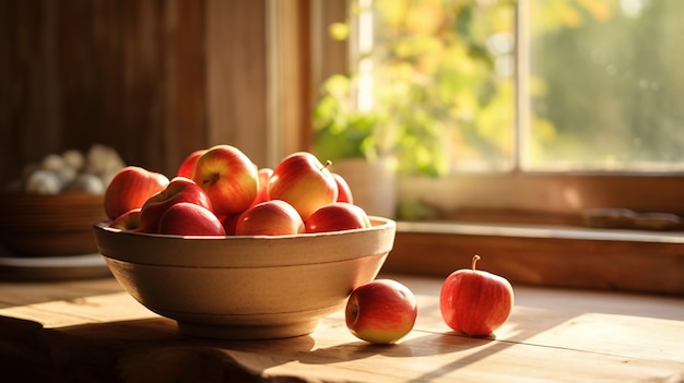 Foto gratuita cerrar en manzanas en un tazón