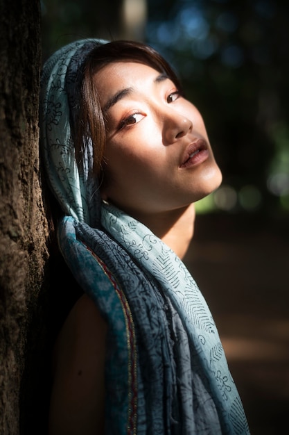 Cerrar mujer japonesa posando