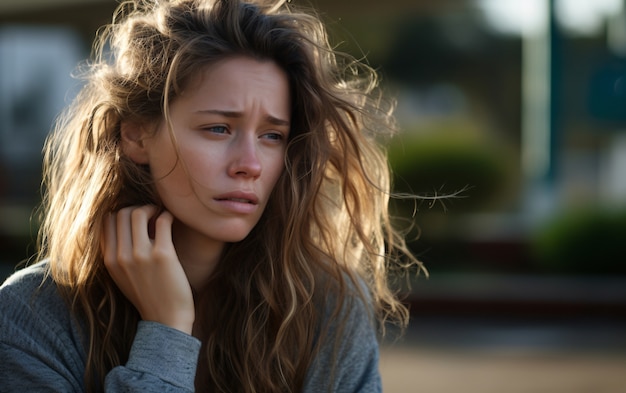 Foto gratuita cerrar a una mujer triste