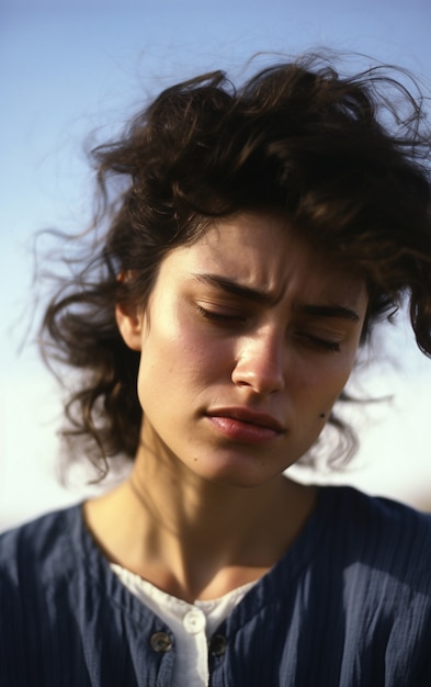 Foto gratuita cerrar a una mujer triste