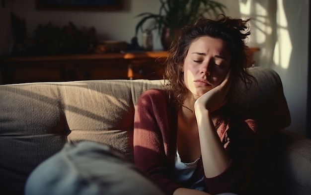 Foto gratuita cerrar a una mujer triste