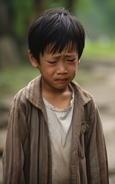 Foto gratuita cerrar a un niño triste