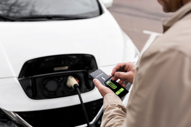 Foto gratuita cerrar en nuevo coche eléctrico