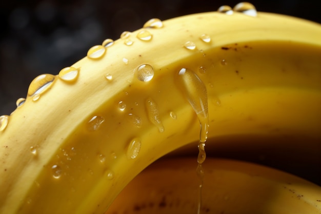 Foto gratuita cerrar plátanos con gotas de agua