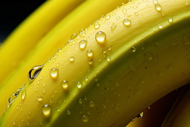 Cerrar plátanos con gotas de agua