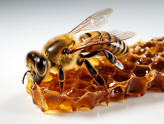 Foto gratuita cerrar la presentación de la colmena de abejas con miel
