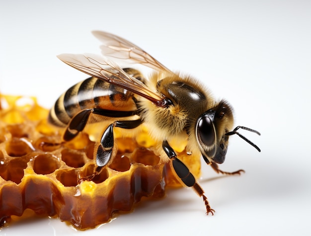 Cerrar la presentación de la colmena de abejas con miel