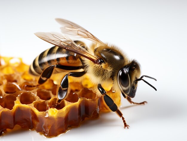 Cerrar la presentación de la colmena de abejas con miel