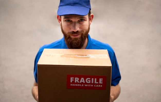 Cerrar repartidor con frágil caja