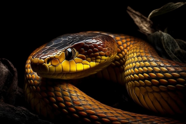 Foto gratuita cerrar en serpiente en hábitat natural