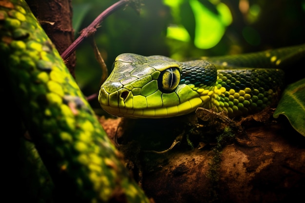 Cerrar en serpiente en hábitat natural