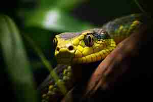 Foto gratuita cerrar en serpiente en hábitat natural