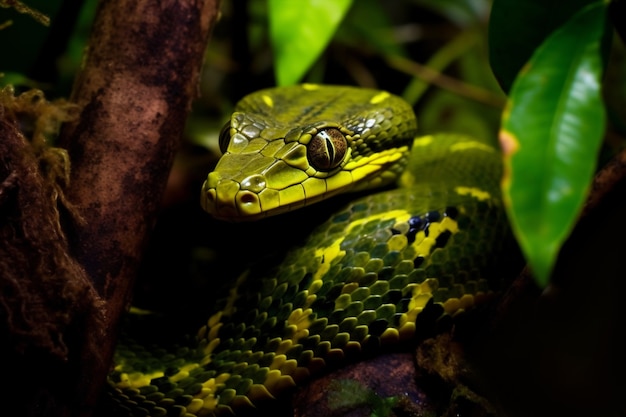 Foto gratuita cerrar en serpiente en hábitat natural