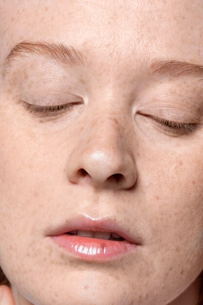 Cerrar en la textura de los poros de la cara
