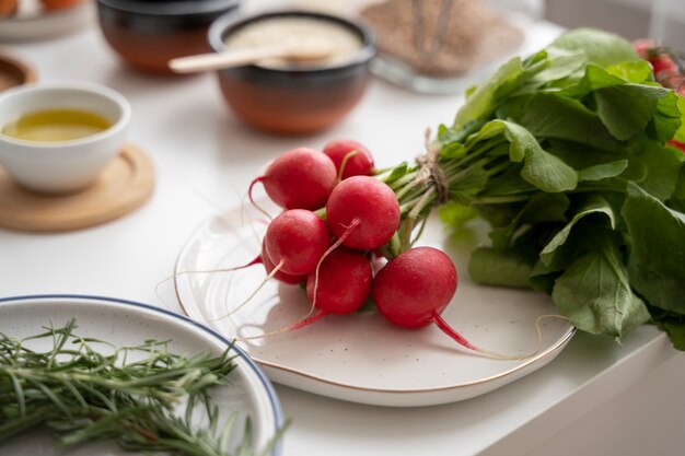 Cerrar en verduras en la cocina