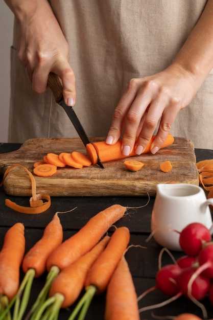 Cerrar en verduras en la cocina