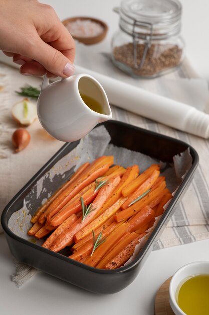 Cerrar en verduras en la cocina