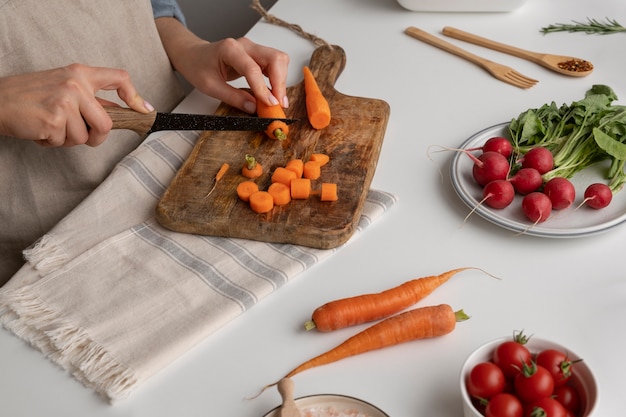 Cerrar en verduras en la cocina