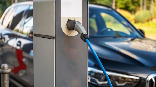 Cerrar vista de una estación de carga de coches eléctricos