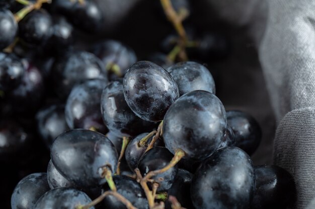 Cerrar vista de uvas negras en la canasta.