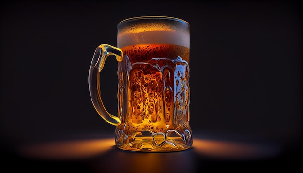 Una cerveza espumosa en un vaso para beber IA generativa