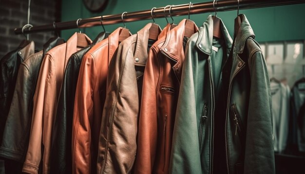 Chaquetas de moda seguidas en una tienda de ropa generada por IA